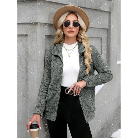 Women's Long Sleeve Full Zip Soft Warm Fleece Jacket - Picture 4 of 7